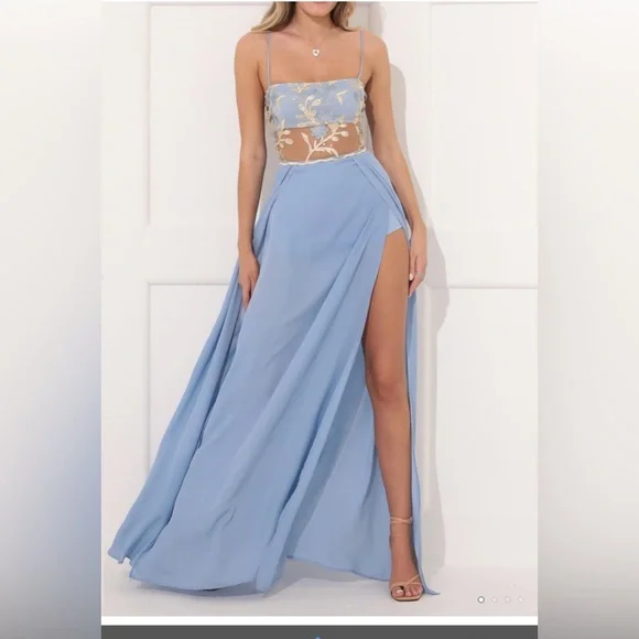 Lucy in the Sky | Dresses | Lucy In The Sky Party Maxi Dress In Baby Blue |  Poshmark